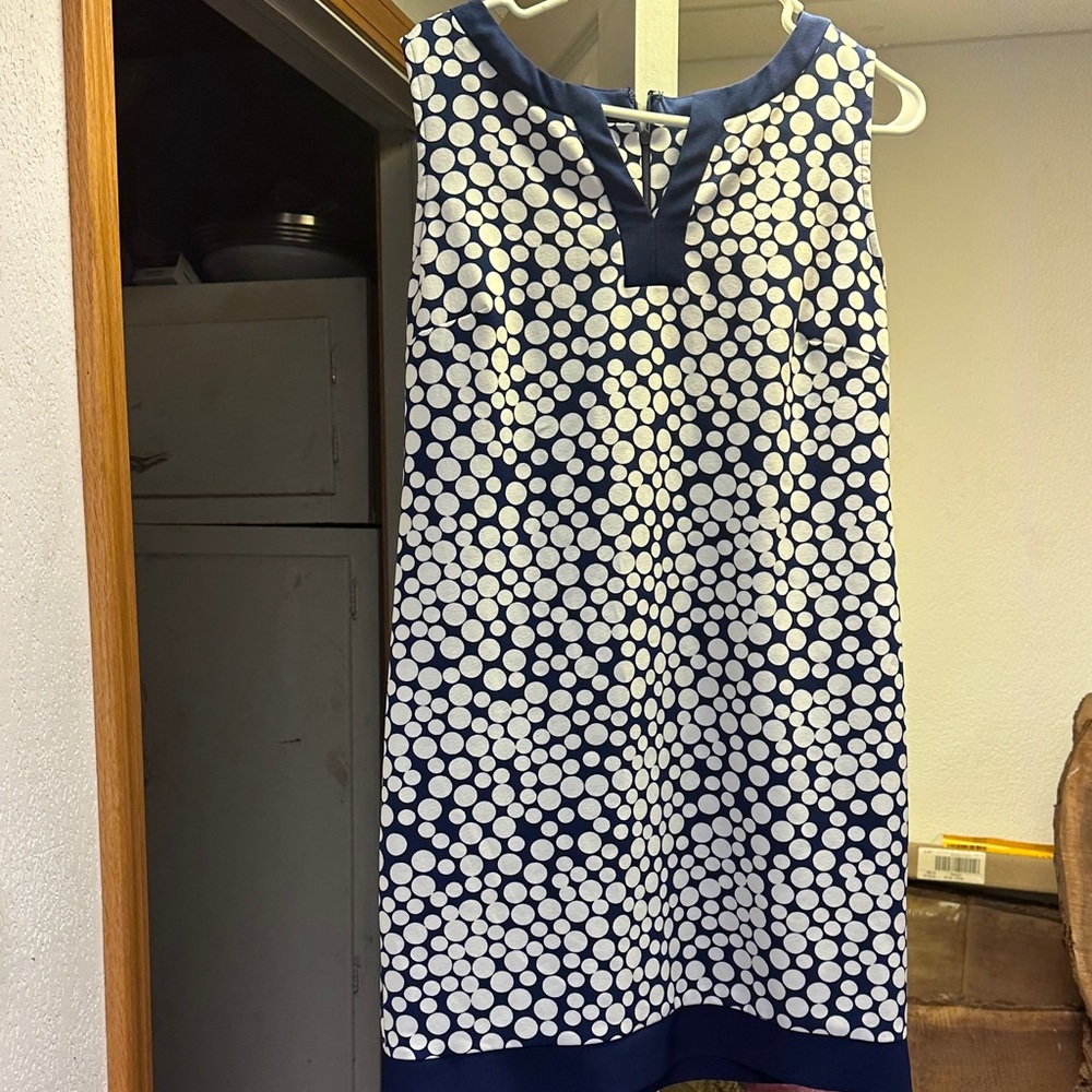 Amanda Lane Navy and White Polka Dot Dress